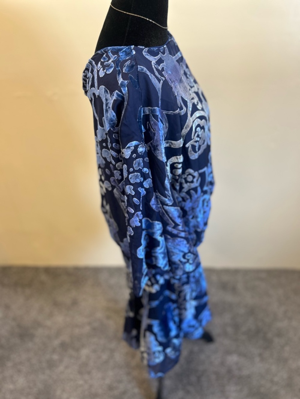 Free People Manuka Burnout Mini Navy Velvet Texture Dress - Picture 7 of 14
